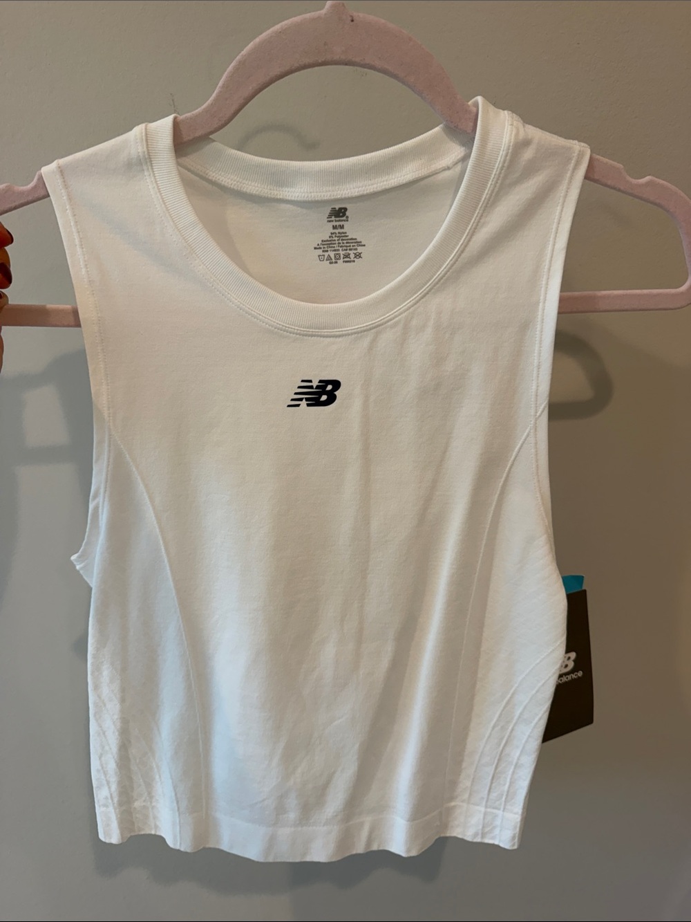 New Balance White Crewneck Cropped Tank